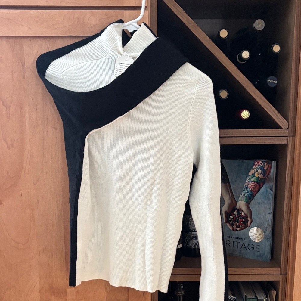 Two-Tone Black and White Sweater